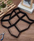 2 Pack Concrete Path Molds For Walkways And Patios 14.17x14.17x1.38 Inch Square Stone Pattern Reusable Forms on wooden table