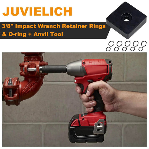 Three Eighths Inch Impact Wrench Retaining Ring Kit With O Ring And Anvil Install Tool Ten Sets Compatible With Milwaukee
