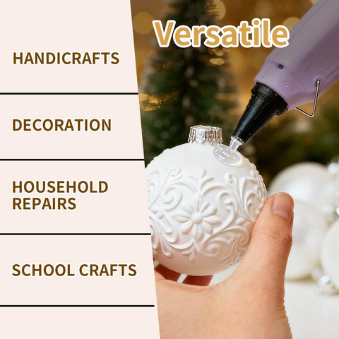 Crystal Clear Hot Glue Sticks 8 Inch By 0.43 Inch 30 Pack For Hot Glue Gun shown decorating white ornament