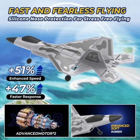 F22 Remote Control Airplane 4 Channel With Lights 2.4G Fighter Jet With Six Axis Gyro Stabilizer for Beginners high speed and response enhancements