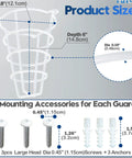 Heavy Duty White Fire Sprinkler Head Guard Cover 4 Pack with 6 inch depth, shown with mounting accessories for easy installation.
