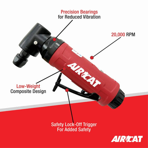 Pro Grade.5 Horsepower Angle Die Grinder At 20000 Rpm with low-weight design and safety trigger for swift grinding and cutting.