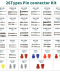 Image of 26 types of pin connector kit from a Pin Connector Kit With Crimping Pliers, Pro Grade 450Pcs Terminal Pins.
