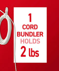 Damage Free Cord Bundlers For Walls No Tools Needed No Holes Holds Up To 2 Pounds shown with text highlighting weight capacity.