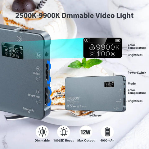 Rechargeable 4000mAh Mountable Bicolor LED Video Light With Mini Panel for DSLR Cameras and Smartphones shown in use