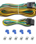 25 Ft Trailer Wiring Harness Extension Kit With 4 Way Flat Plug 5 Wire Male And 4 Wire Female Connectors and clips shown