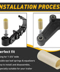 Nylon trailer leaf spring bushings, 9/16 in ID x 1-3/4 in, 8-pack, installation steps shown.