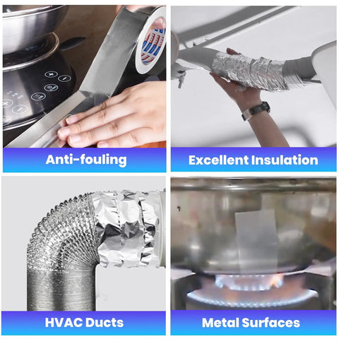 Aluminum Foil Tape Heat Resistant 80C To 100C 50mm By 64m 30 Roll Set For HVAC Ducting Repair Sealing Insulation in use