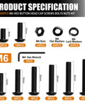 205-Piece M6 Bolt Set With Button Head Hex Socket Cap Screws M6 X 8 10 12 16 20 25 30 35 Millimeters All-In-One