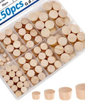 Wood Plugs Set, 150 Pcs Assortment In Four Sizes 3/16 Inch, 5/16 Inch, 3/8 Inch, 1/2 Inch, Schima wood plugs in storage box.