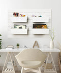 Six Pack Of Large Slatwall Storage Bins White PVC Slatwall Containers for Tool Organization in home office