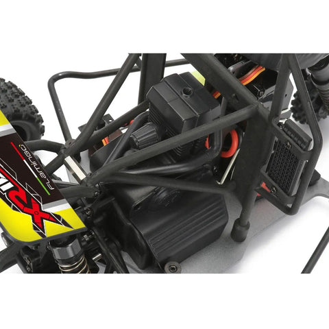 1 8 Scale RC X Rider Flamingos 2 4G 3WD 2 In 1 ESC High Speed RC Car Electric Tricycle Motorcycle RTR Drift Vehicle For Adults Green All Terrain Ready With Aluminum Bottom Plate Bumper Roll Cage Shaking Head Driver ABS Shell Water Cooled Radiator Model, close-up of motor and roll cage