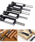 Heavy Duty Woodworking Tenon And Dowel Plug Cutters With Secure Hex Handle, five piece set for clean hole cutting in wood.