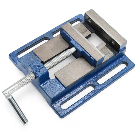 Drill Press Vise For Real World Makers, 4 Inch Jaw Opening Machinist Vise, Boss Tough Heavy Duty Steel Low Profile Bench Clamp For Drilling