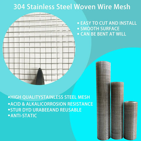 Hella Sturdy 304 Stainless Steel Mesh Roll 8 In By 10 Ft Square Quarter Inch Openings 23 Gauge Hardware Cloth displayed with smooth surface and cutting tool.