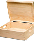 Heavy Duty Top Shelf Black Piano Hinge 48 Inches X 3 Inches Wide Stainless Steel Continuous Gate Door Hardware Tough Finish Cut To Size Quick Install wooden storage box with open lid and handles.