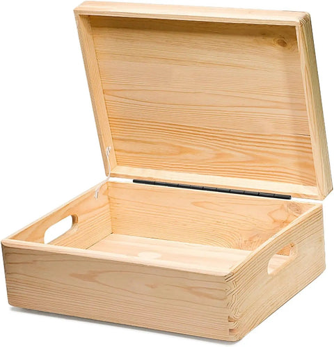 Heavy Duty Top Shelf Black Piano Hinge 48 Inches X 3 Inches Wide Stainless Steel Continuous Gate Door Hardware Tough Finish Cut To Size Quick Install wooden storage box with open lid and handles.