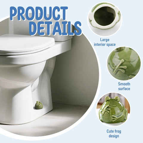 Dang Cute Frog Themed Ceramic Toilet Bowl Bolt Covers Two Piece Kit Rust Resistant Plumbing Hardware For Bathroom Decor, features a cute frog design and smooth surface.