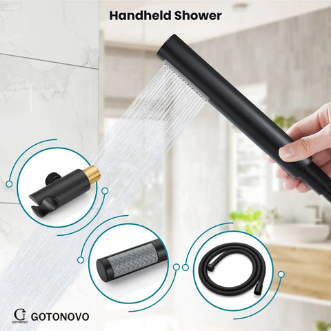All Metal Matte Black Shower Faucet Set With Rough In Valve Trim Kit Featuring Solid Brass Core And Sus304 Stainless Steel Smooth Water Flow Clean Modern Drip Built Tough No Cap Quality Goes Hard Every Time
