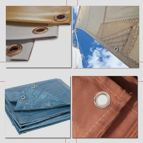 Game Changing Semi Auto Eyelet Press For Tough Canvas And Banners that showcases various eyelet grommets on canvases.