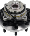 Garage Tested Front Wheel Bearing And Hub Assembly for 1999 to 2004 Ford F250 and F350 Super Duty 4WD, close-up view.