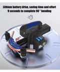 Top Tier Rechargeable Copper Pipe Bender Kicks Ass On Rough Sites And Knocks Out Crisp Tubing Bends Instantly For Hvac Contractors And Plumbing Teams Zero Sweat Setup, showing a lithium battery drive for quick 90° bends.