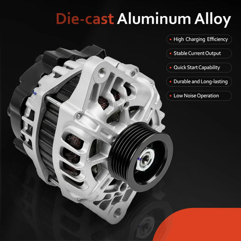 Die-cast aluminum alternator for Direct Fit 1.6L Hyundai Accent Veloster And Kia Rio Alternator Replacement OE Spec Easy Install
