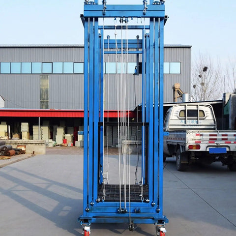 Heavy Duty Industrial Electric Lifting Cart With Wireless Remote Control, built like a tank and visible in a construction area.