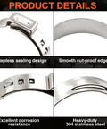 Close-up details of 560 Piece Stepless Single Ear Hose Clamp Kit With Pliers, 22 Sizes, 304 Stainless Steel, showing design features.