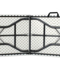 Six Foot Fold In Half Blow Molded Folding Table For Indoor And Outdoor Use With Comfort Handle Lightweight Plastic Top