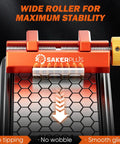 Adjustable Chisel Sharpening Jig And Honing Guide Tool For Woodworkers showing wide roller for stability on blades.