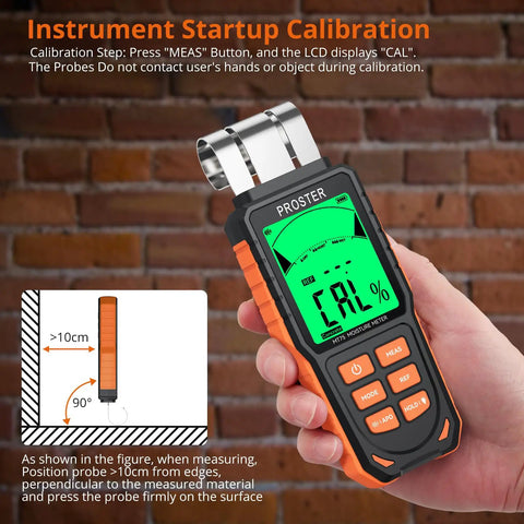 Rechargeable Moisture Meter With Five Modes Pinless 40mm Depth For Walls Floors And Ceilings Do It Yourself Friendly Non Destructive Moisture Testing In Concrete Cement Plaster And Wood, handheld on brick wall
