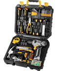 126 Piece DIY Tool Kit With 8V Cordless Drill, Handy Tool Box Set For Home Repair And Handyman Projects, open view