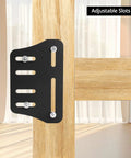 Close-up of Rock Solid Bed Frame Brackets 2 Pcs Heavy Steel Headboard Footboard Connectors for Wood Furniture with adjustable slots.