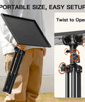 Heavy Duty Projector Stand With Adjustable Height From 22 To 36 Inches Portable Tripod Floor Stand folded in hand
