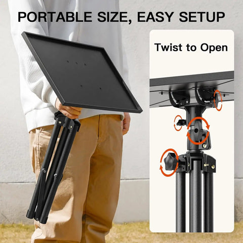 Heavy Duty Projector Stand With Adjustable Height From 22 To 36 Inches Portable Tripod Floor Stand folded in hand