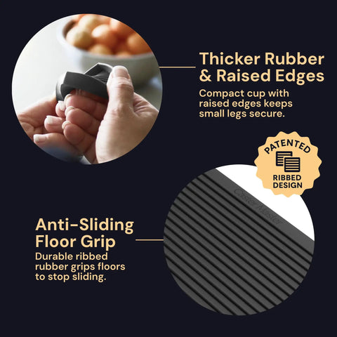 Heavy Duty No Slip Furniture Feet Pads For Wood Floors And Carpet, 4x4 Inch Round Caster Cups, Rubber Feet detail with grip design.