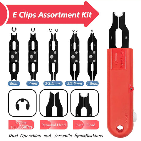Pro Grade Clip Assortment Kit With Removal And Installation Tool 350 Pcs In Seven Sizes From 1.5mm To 5mm Clip Rings for repairs