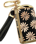 Mazda Key Fob Cover And Leather Keychain TPU Keyfob Case For 3 Button And 6 Button Fobs Fits CX5 CX9 CX30 CX50 CX70 2019 To 2025 Flower Vibe Style