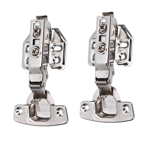 Pair of Rebound Soft Closing Cabinet Hinge, 3 Way Adjustable Frameless, Durable 304 Stainless Steel, visible screws included