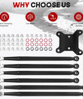 Image showing Can Am Maverick X3 Rear Radius Rods 64 Inch Heavy Duty Pre Adjusted Steel With Heim Joints High Clearance Offset parts
