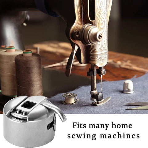 Front view of stainless steel bobbin case for front-loading 15-class home sewing machines