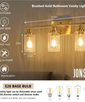 Three Light Brushed Gold Vanity Light With Fluted Glass Shades For Bathroom Modern Gold Over Mirror Fixture Elegant Satin Finish