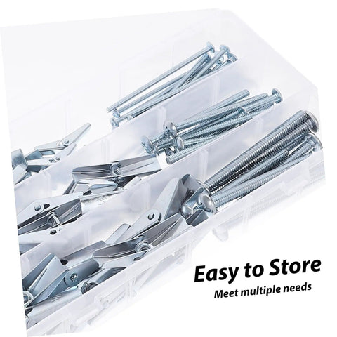 48Pcs Heavy Duty Toggle Bolt And Wall Anchor Kit For Drywall And Hollow Walls No Sweat Quick Install With Secure Hold For Lamps Shelves TVs And More Versatile Hollow Wall Hardware in plastic case