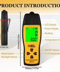 Portable Carbon Monoxide Detector With Temperature Sensor And LCD Backlit Screen, handheld with buttons and display visible