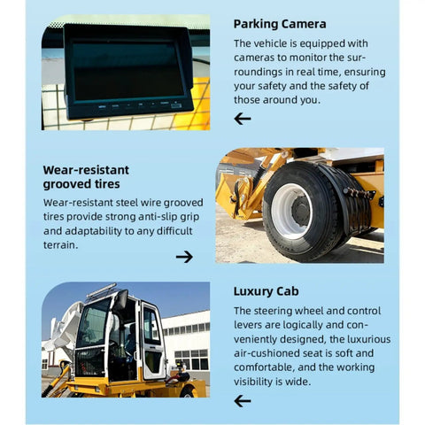 Tough As Nails Real Heavy Duty Mobile Concrete Mixer With Reliable Hydraulic Loading System Built Tough For Rugged Construction Sites And High Volume Pours features parking camera, wear-resistant grooved tires, and luxury cab.