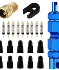 Must Have Tubeless Valve Kit For Road And MTB With Brass Presta Adapter And Core Remover Tool 23 Piece Set Includes Blue Valve Core Remover