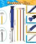Tough As Nails Carpenter Pencil Set With Built In Sharpener And Extended Needle Nose Tip For Hard To Reach Spots And Deep Hole Making 6 Pack, measuring 5 inches with rubber grip and 2.8 mm refill.
