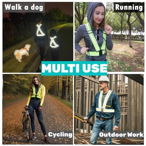 XXL Yellow High Visibility Reflective Safety Vest With Two Silver Strips, Adjustable Elastic Fit for Multi-Use Activities