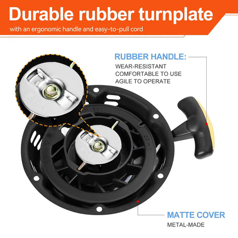 Pull Start Assembly Recoil Starter Replacement For Champion Predator Honda OHV Engines showing rubber handle and metal cover